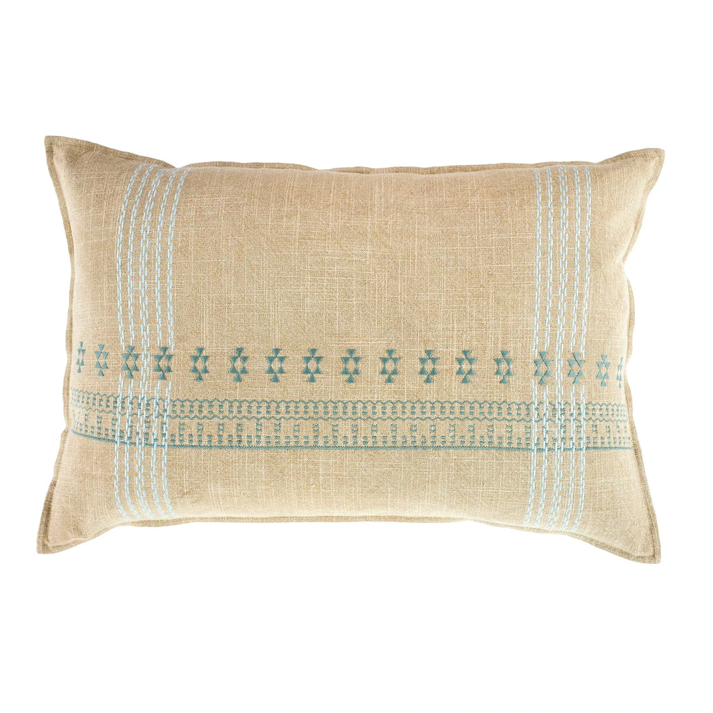Mekhi Embroidered Pillow - Blue