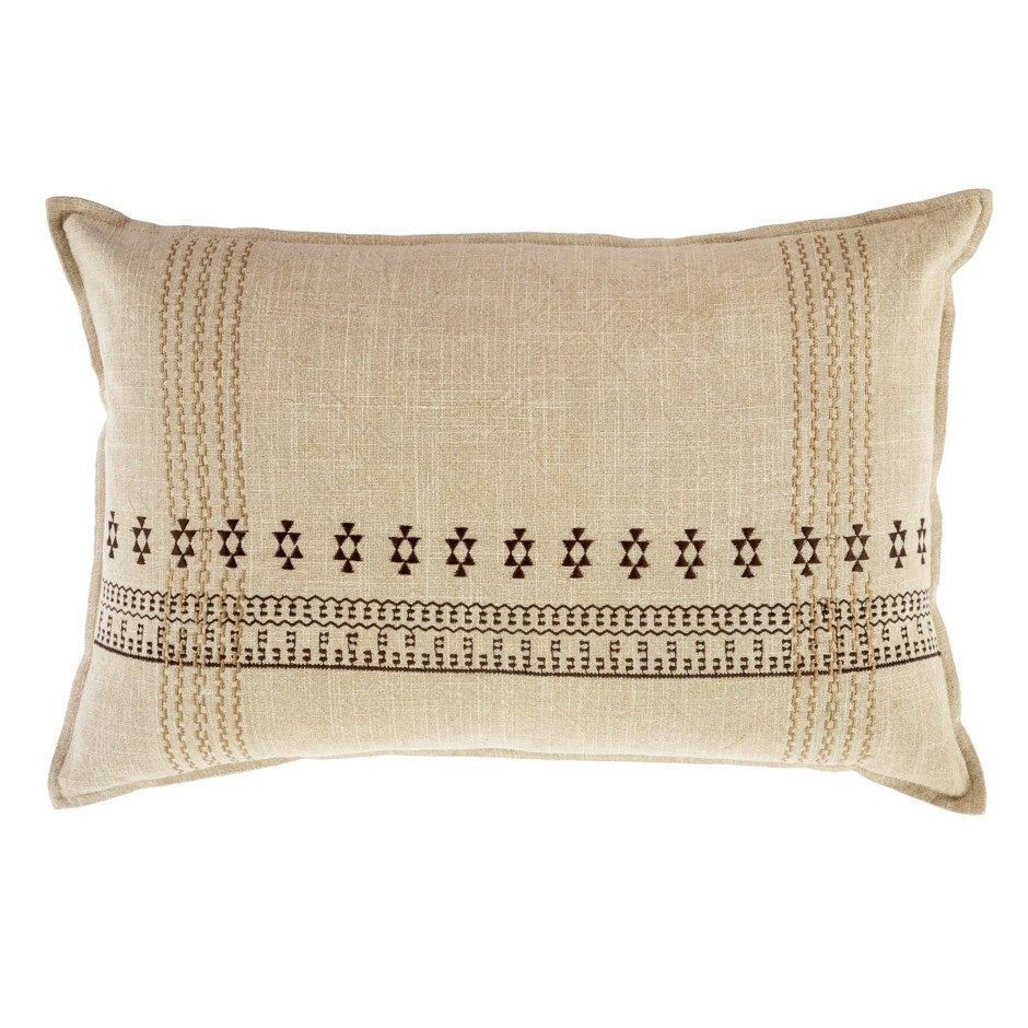 Mekhi Embroidered Pillow - Brown