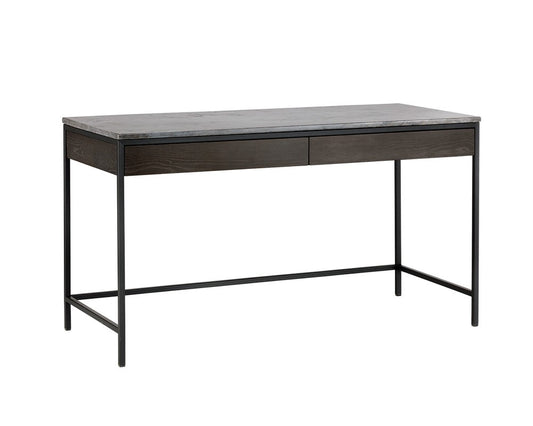 Stamos Desk - Grey Marble/Charcoal Grey